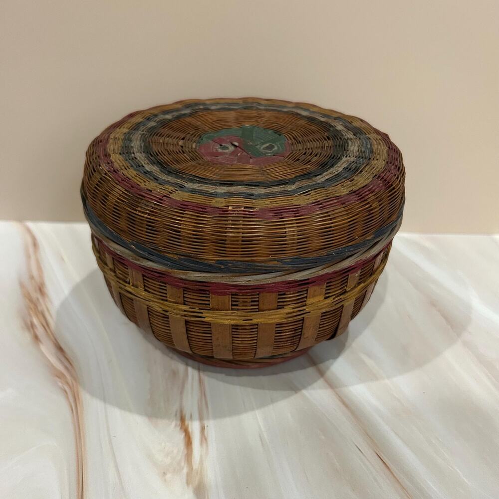 Handwoven Vintage Wicker Storage Basket